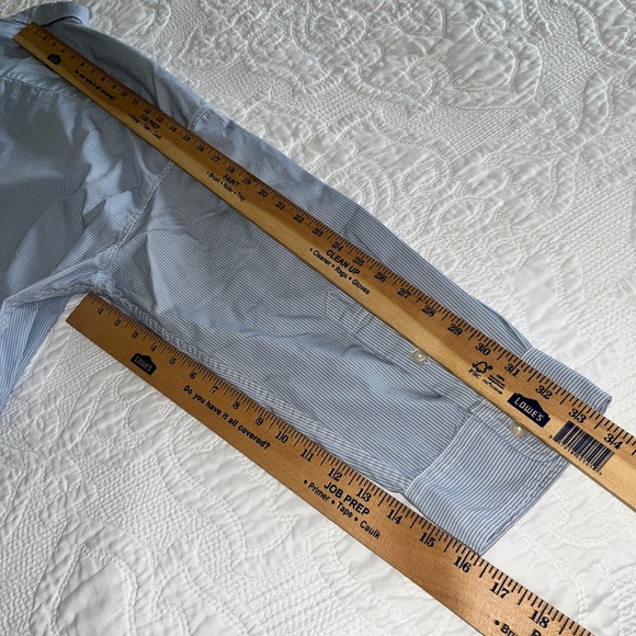 R13 Drop Neck Oversize Oxford Shirt Blue/White Pinstripe - Picture 5 of 7